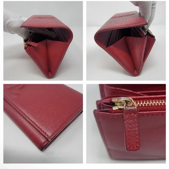 Saint Laurent Red Leather Long Wallet with Embossed YSL Logo - Picture 5 of 7